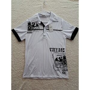 Juishden Fashion Mens Shirt Size XL Polo Black White New